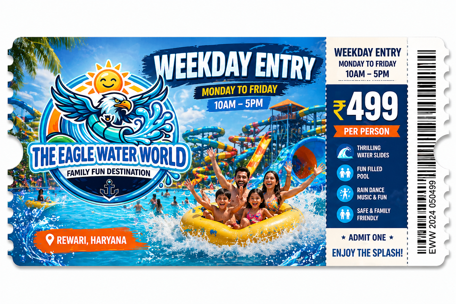Weekdays Pricing Poster - THE EAGLE WATER WORLD